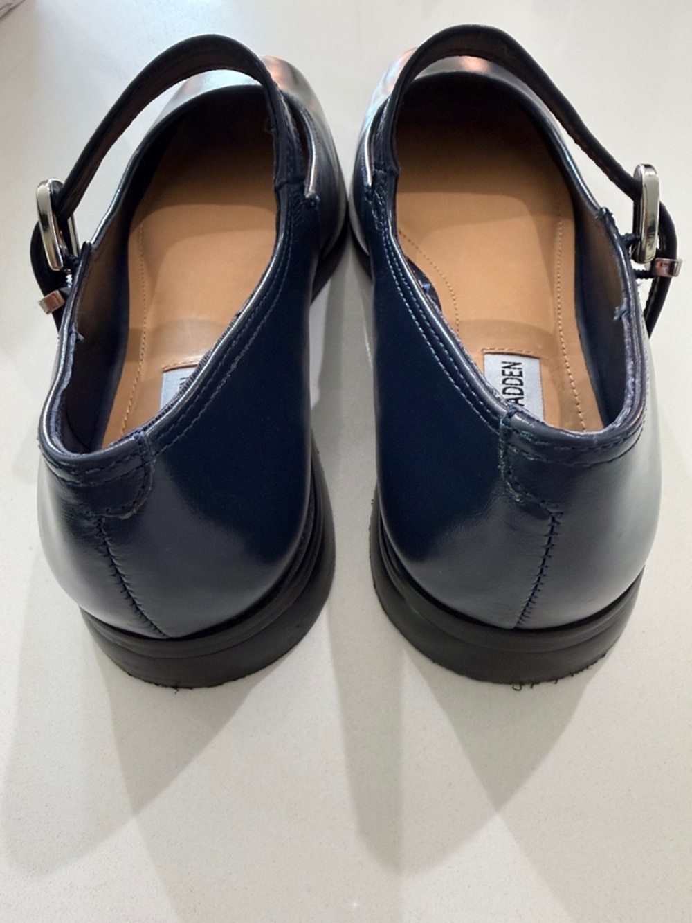 Steve Madden Delancy Navy Leather Mary Jane Flats - Square Toe | Size 9 - Picture 4 of 7